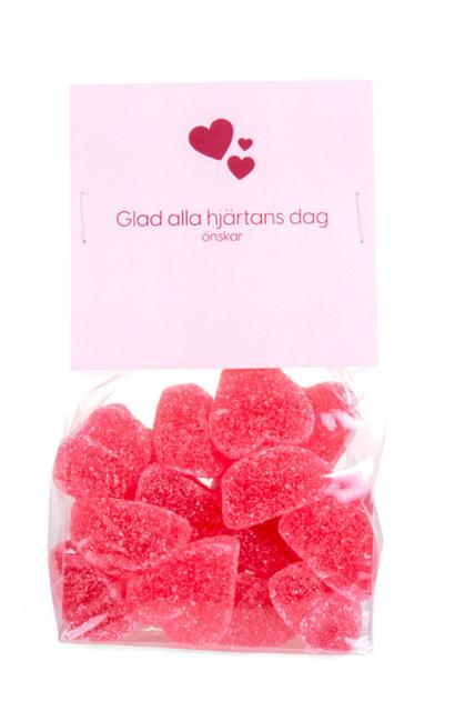 Cellofanpåse med Geléhjärtan Valentines